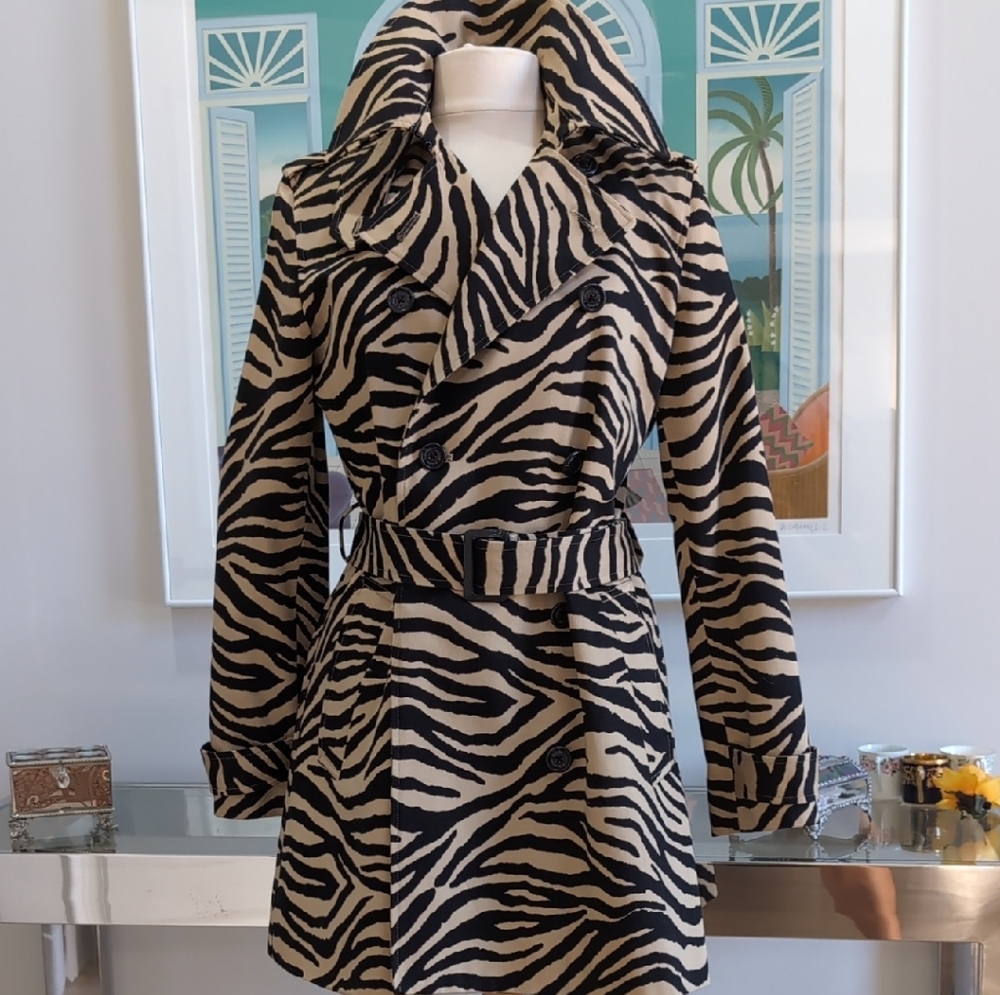 Ralph Lauren Black and Tan Animal Print Coat